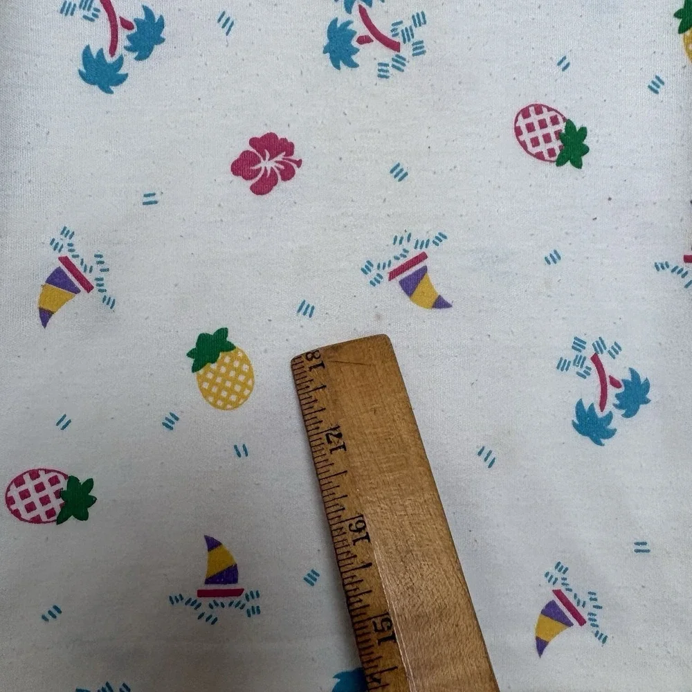 VTG Healthtex Shirt Girls Size 6 White Pineapples Tropical Hibiscus Boat Puff